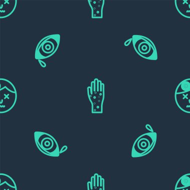 El 'i sedef ya da egzama, kırmızımsı göz alerjisi konjonktiviti ve baş ağrısı şikayetiyle hazırla. Vektör.