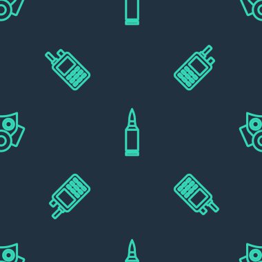 Kurşun, telsiz ve gaz maskesini kusursuz bir şekilde ayarlayın. Vektör.