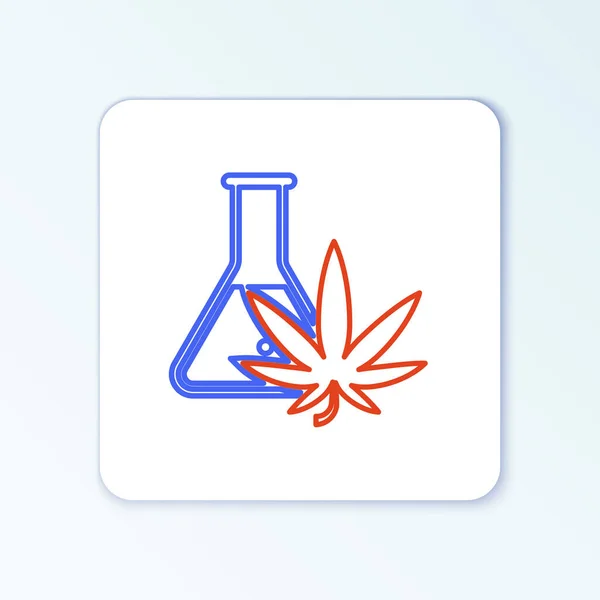 Line Chemical Test Tube Marijuana Cannabis Leaf Icon Isolated White — Stock Vector