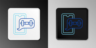 Line Fitness app for sports icon isolated on grey background. Healthcare mobile app concept. Online fitness or mobile trainer. Colorful outline concept. Vector.