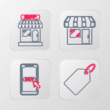 Satır etiketi şablon fiyat etiketi Mobile ve alışveriş arabası market ve simgesi ayarla. Vektör.
