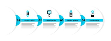Saç fırçası jölesi köpük el aynası ve klasik berber dükkânı ikonu. Vektör.
