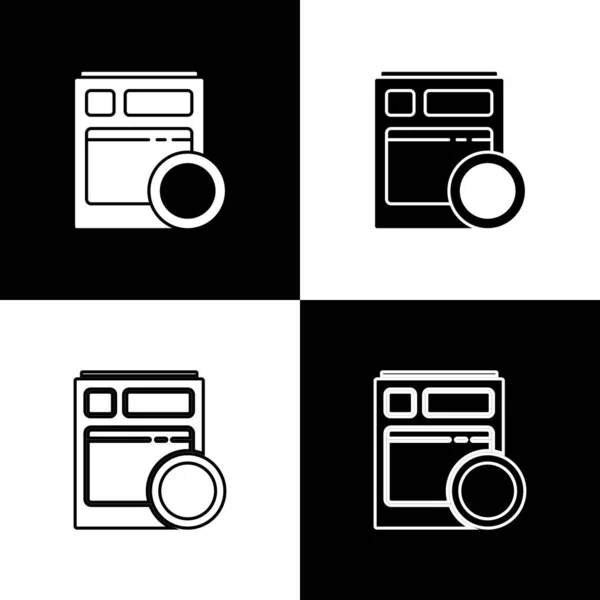 黒と白の背景に隔離されたキッチン食器洗い機のアイコンを設定します ベクターイラスト — ストックベクタ