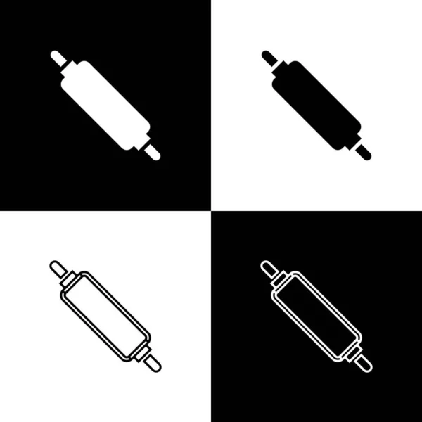 Set Icono Rodillo Aislado Sobre Fondo Blanco Negro Vector — Vector de stock