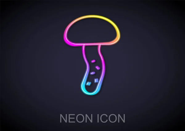 Glowing Neon Line Mushroom Icon Isolated Black Background Vector — Stock Vector