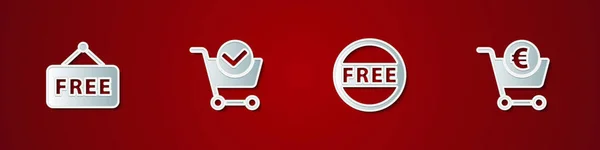 Definir Etiqueta Preço Com Texto Gratuito Marca Verificação Carrinho Compras —  Vetores de Stock