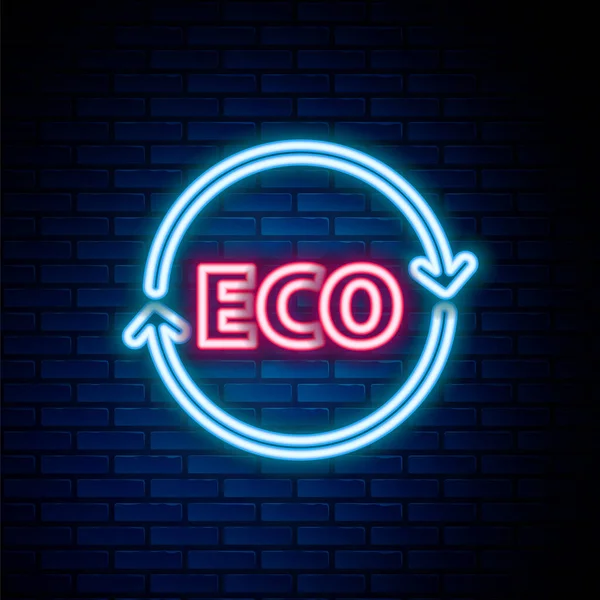 Glödande Neon Linje Banner Etikett Tagg Logotyp För Eko Grön — Stock vektor