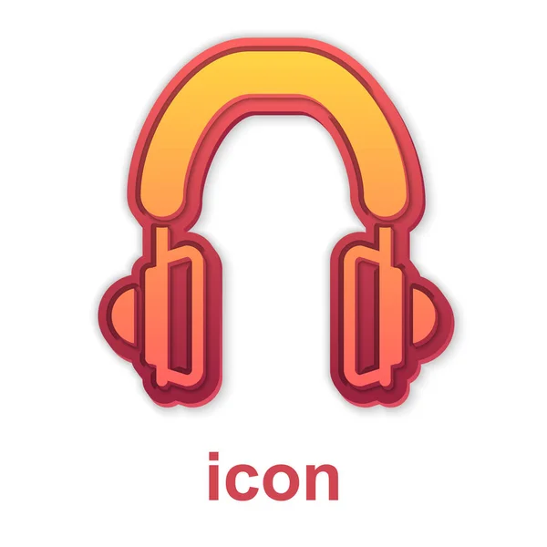 Gold Headphones Icon Isolated White Background Earphones Concept Listening Music — Stock Vector