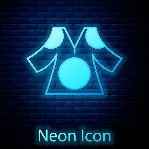 Glowing Neon Kimono Icon Isolated Brick Wall Background Chinese Japanese — Image vectorielle