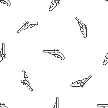 Gri çizgili Vintage tabanca ikonu beyaz arka planda izole edilmiş kusursuz desen. Eski bir silah. Vektör.