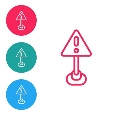 Kırmızı çizgi ünlem işareti beyaz arkaplanda izole edilmiş üçgen simgesi. Tehlike uyarısı, dikkat, dikkat, tehlike uyarısı önemli bir işaret. Simgeleri daire düğmelerine ayır. Vektör.