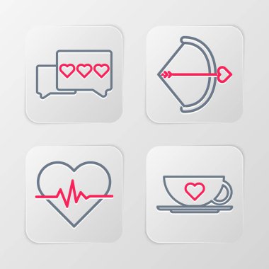 Kahve fincanı ve kalp atış hızı ok ve ikon gibi. Vektör.