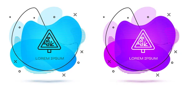 Línea Advertencia Señal Tráfico Lanzando Piedra Icono Materiales Aislados Sobre — Archivo Imágenes Vectoriales