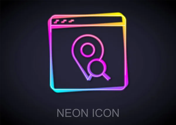 Glowing Neon Line Infographic City Map Navigation Icon Isolated Black — 스톡 벡터