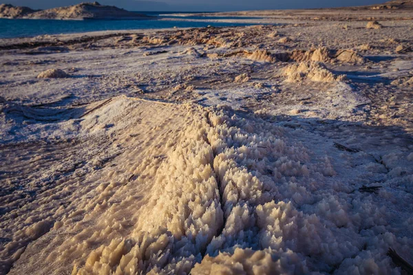 Structures Halites Sur Une Côte Mer Morte Jordanie — Photo