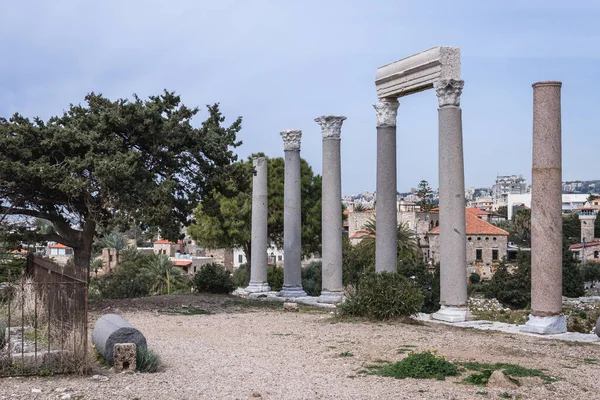 Antike Römische Säulen Der Historischen Stadt Byblos Gouvernement Keserwan Jbeil — Stockfoto