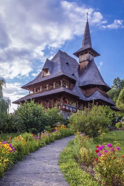 Barsana Romania July 2019 Wooden Building Barsana Monastery Maramures Region — стокове фото