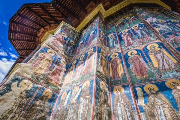 Vatra Moldovitei Romania July 2019 Frescoes Wall Church Moldovita Monastery — 图库照片