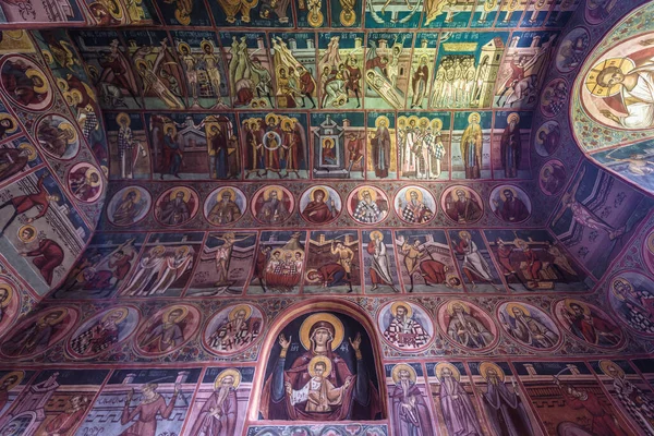 Vatra Moldovitei Ρουμανία Ιουλίου 2019 Τοιχογραφίες Στην Εκκλησία Της Μονής — Φωτογραφία Αρχείου