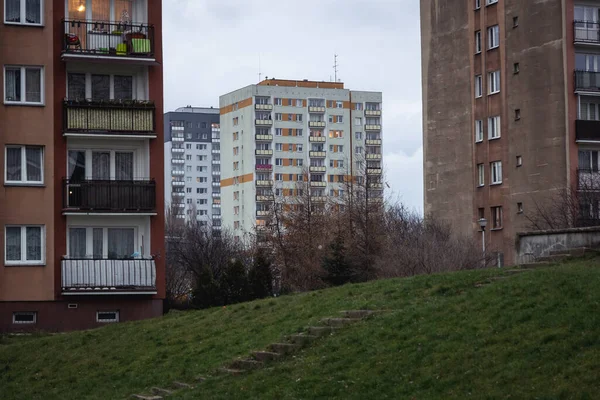 Gamla Panelak Hus Med Lägenheter Goclaw Distriktet Warszawa Huvudstad Polen — Stockfoto