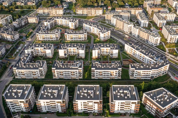 Varsovie Pologne Août 2021 Drone Photo Immeubles Modernes Dans Quartier — Photo