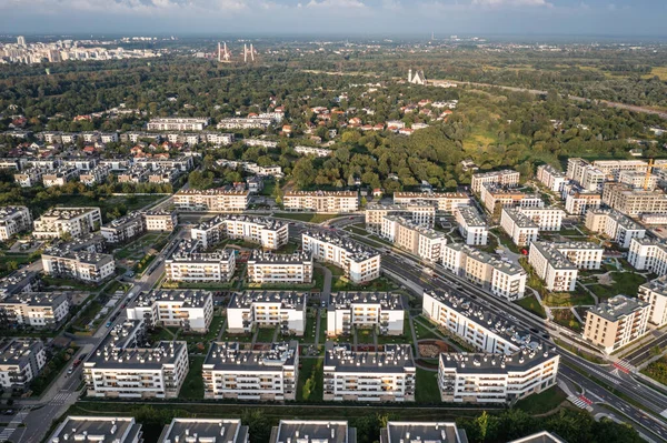 Drone Antenn Foto Moderna Bostadshus Siekierki Området Warszawa Polen — Stockfoto