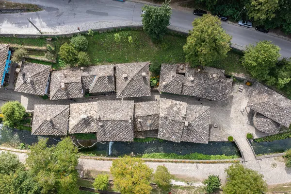 Drohnenbild Von Holzhäusern Etar Architektur Und Ethnographisches Freilichtmuseum Bulgarien — Stockfoto