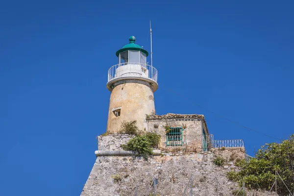 Farol Histórica Fortaleza Velha Corfu Principal Cidade Ilha Corfu Grécia — Fotografia de Stock