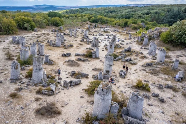 Drone Foto Pobiti Kamani Fenómeno Natural Llamado Stone Forest Bulgaria —  Fotos de Stock