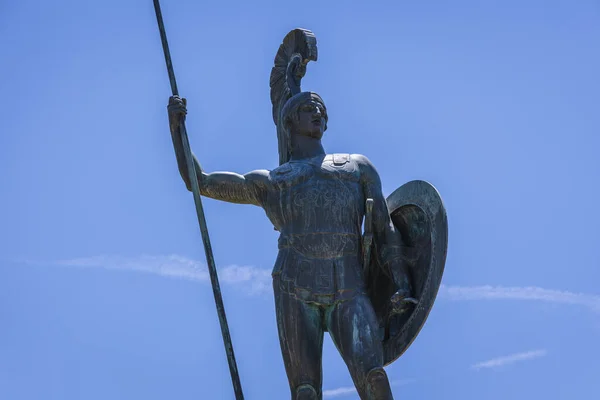 Zbliżenie Posąg Achillesa Ogrodach Achilleion Pałac Elżbiety Austrii Sisi Wyspie — Zdjęcie stockowe