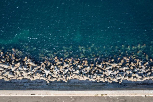 Drone View Tetrapods Shore Sozopol Town Black Sea Coast Bulgaria — Stock Photo, Image