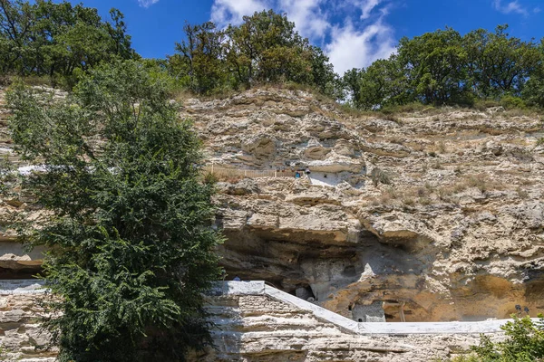 Cliff Aladzha Ortodoxa Caverna Mosteiro Golden Sands Nature Park Bulgária — Fotografia de Stock