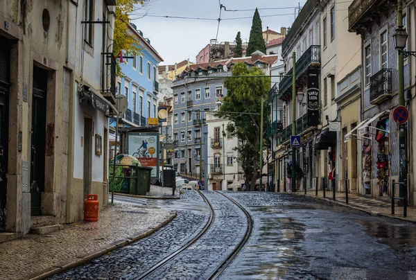 리스본 포르투갈 2018 리스본의 지역에 사오토메 거리를 바라봄 — 스톡 사진