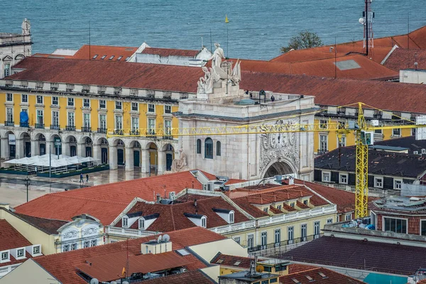 葡萄牙里斯本 2018年11月8日 从里斯本圣乔治城堡看到的Rua Augusta Arch — 图库照片
