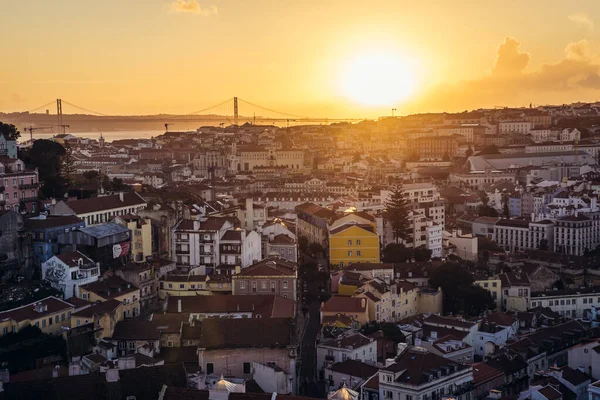 Lisboa Portugal Noviembre 2018 Puesta Sol Sobre Ciudad Lisboa Vista — Foto de Stock
