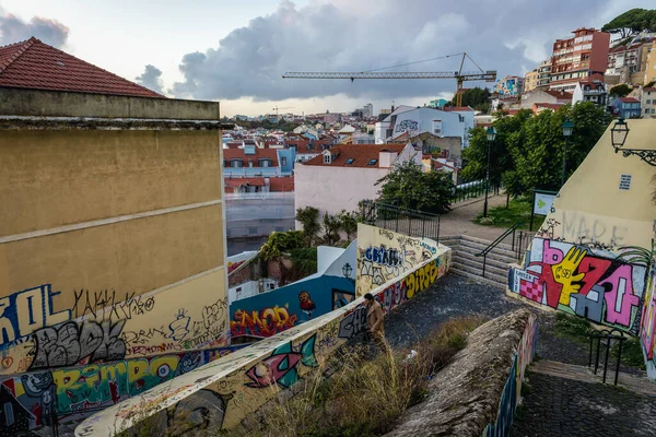 Lissabon Portugal November 2018 Uitzicht Vanaf Trap Genaamd Caracol Graca — Stockfoto