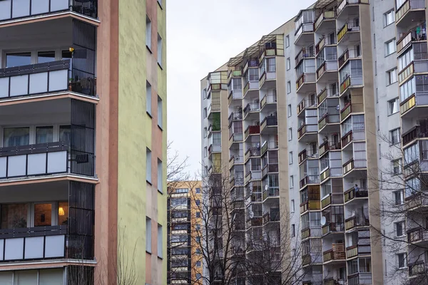 Budynki Mieszkalne Wielka Plyta Rejonie Goclaw Warszawa Polska — Zdjęcie stockowe