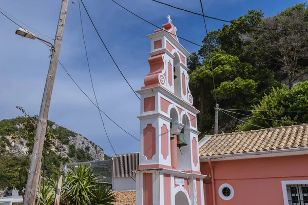 Sint Spyridon Kapel Palaiokastritsa Dorp Het Noordwesten Van Corfu Island — Stockfoto