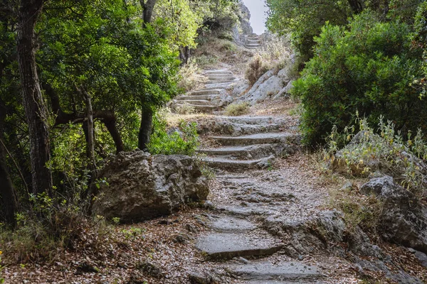 Tangga Batu Dekat Desa Palaiokastritsa Barat Laut Pulau Corfu Yunani — Stok Foto