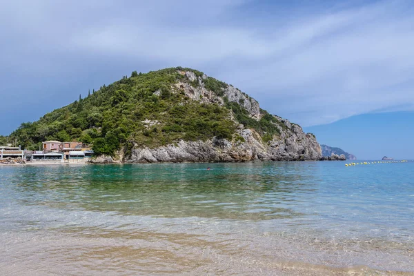 Praia Agios Spyridonas Vila Palaiokastritsa Noroeste Ilha Corfu Grécia — Fotografia de Stock
