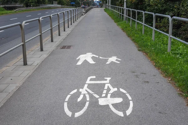 Sendero Peatonal Para Bicicletas Compartido Varsovia Polonia —  Fotos de Stock