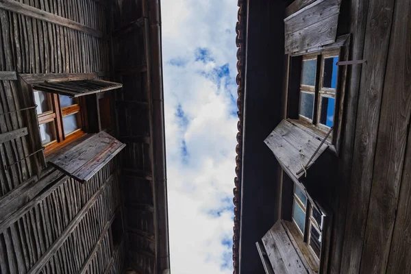 Holzhäuser Der Altstadt Der Historischen Stadt Nessebar Der Schwarzmeerküste Bulgarien — Stockfoto