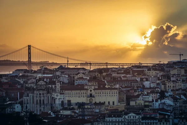 Panorama Cidade Lisboa Vista Miradouro Graca — Fotografia de Stock