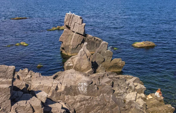 Rocce Nella Città Sozopol Costa Del Mar Nero Bulgaria — Foto Stock