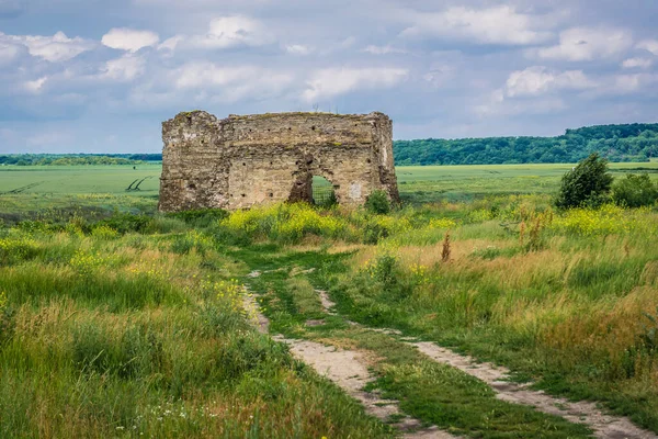 Ruinas Torre Del Castillo Aldea Zhvanets Región Khmelnytskyi Ucrania —  Fotos de Stock