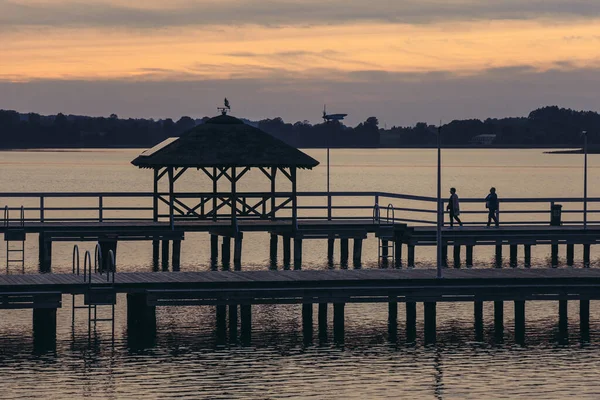 Kretowiny Polônia Setembro 2020 Cais Para Turistas Lago Narie Aldeia — Fotografia de Stock