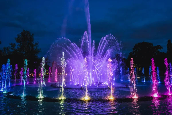 Βαρσοβία Πολωνία Μαΐου 2021 Φωτεινή Έκθεση Στο Multimedia Fountain Park — Φωτογραφία Αρχείου