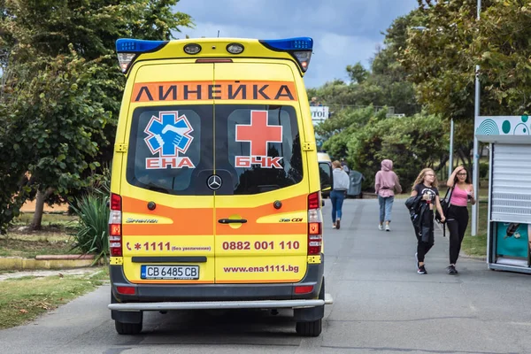 Burgas Bulgaria September 2021 Ambulance Bulwark Black Sea Beach Burgas — стокове фото