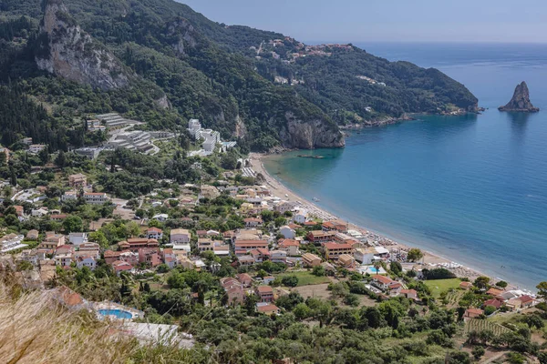 Aerial View Agios Gordios Town Corfu Island Greece — ストック写真