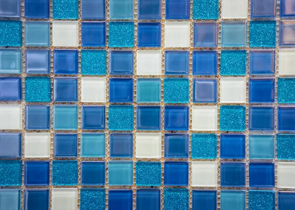 Részletek Kék Fényes Fürdőszoba Üveg Mozaik Csempe — Stock Fotó